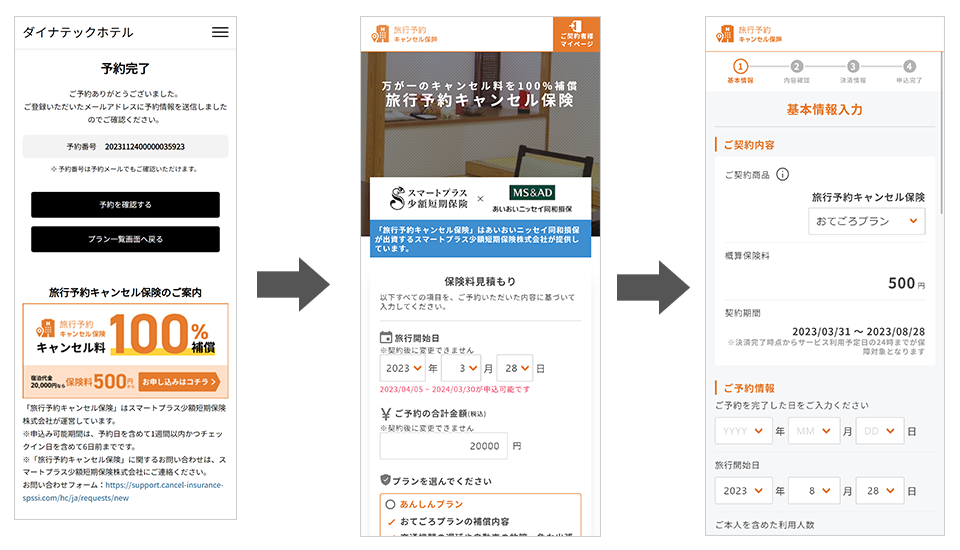 旅行予約キャンセル保険申し込みイメージ